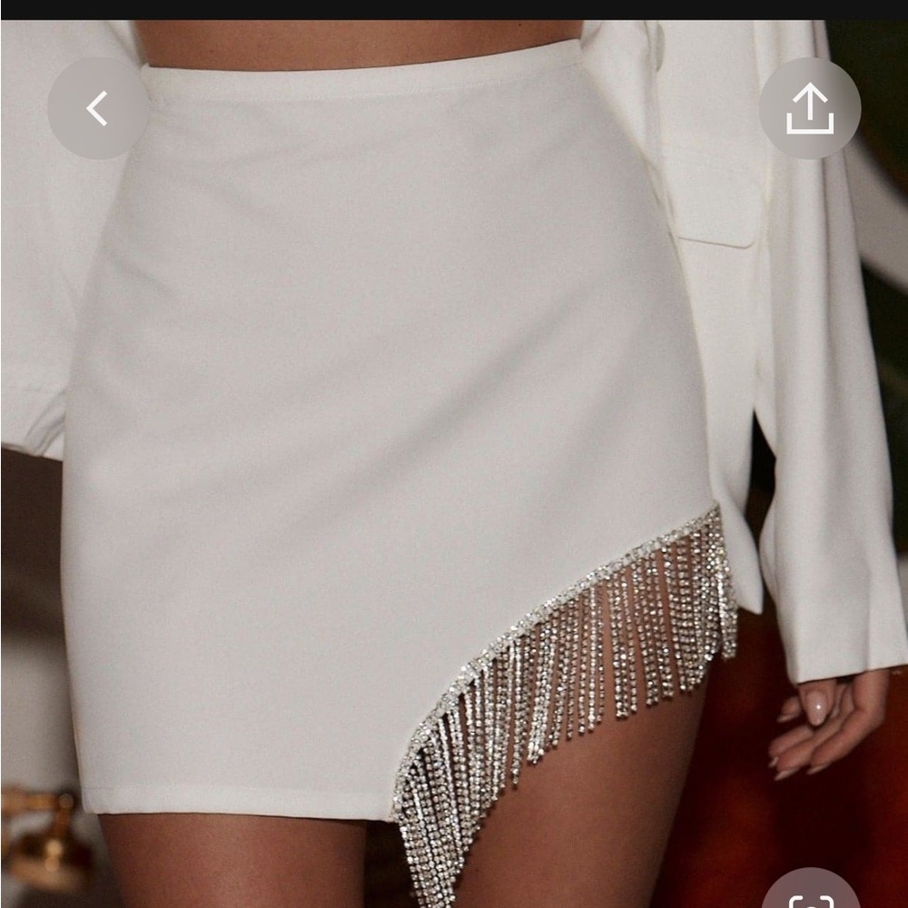 12th tribe Madelyn white crystal mini skirt size M